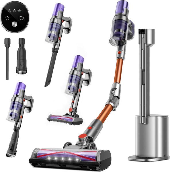 Multifunctional vacuum cleaner with attachments on a white background