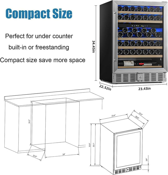 24 Inch Mini Fridge Beverage  Digital Temperature Contro