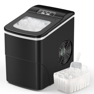 Kndko Countertop Ice Maker 26lbs, 9Pcs/6Mins, 2 Sizes of Bullet-Shaped with Scoop & Basket, Black agluckyshop