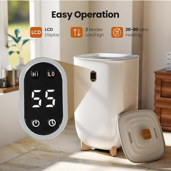 AGLUCKY 25L Large Towel Warmers,  2 Heating Modes, LCD Screen, Auto Shut-Off for Family, White
