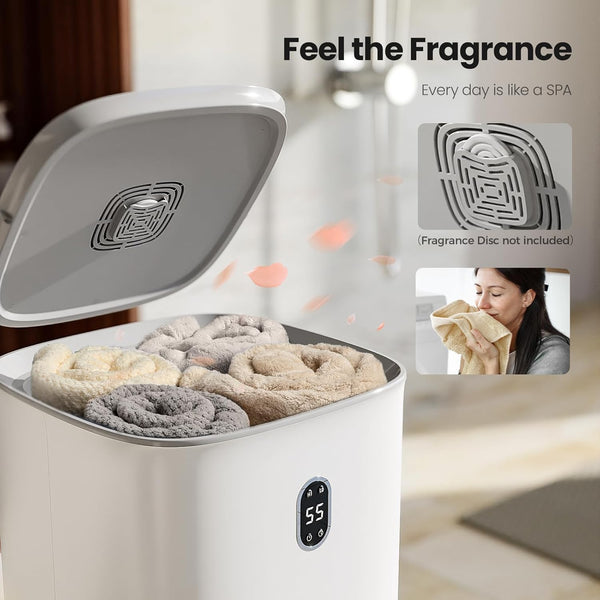 AGLUCKY 25L Large Towel Warmers,  2 Heating Modes, LCD Screen, Auto Shut-Off for Family, White