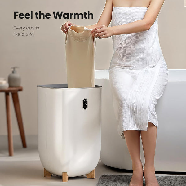 AGLUCKY 25L Large Towel Warmers,  2 Heating Modes, LCD Screen, Auto Shut-Off for Family, White