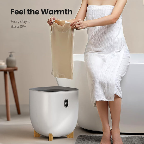 AGLUCKY 25L Large Towel Warmers,  2 Heating Modes, LCD Screen, Auto Shut-Off for Family, White
