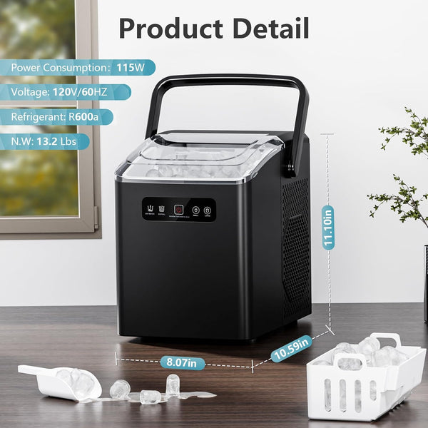 Countertop Ice Maker,Portable Ice Machine with Handle Z3424-BLACK