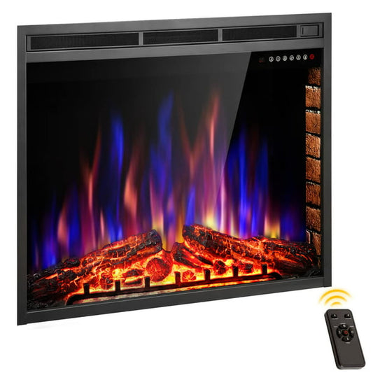 KISSAIR Electric Fireplace, 36inch Insert Electric Heater with Touch Screen, Colorful Flame & Timer Control, 750W-1500W and Classic (Black)