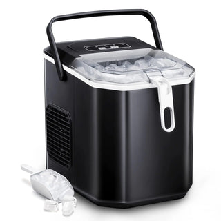 Aglucky Ice Makers Countertop, Ice Machine with Handle, 26Lbs in 24Hrs, 9 Cubes Ready in 6 Mins, Self-Cleaning Portable Ice Maker, 2 Sizes of Bullet Ice Cubes for Home and Office agluckyshop