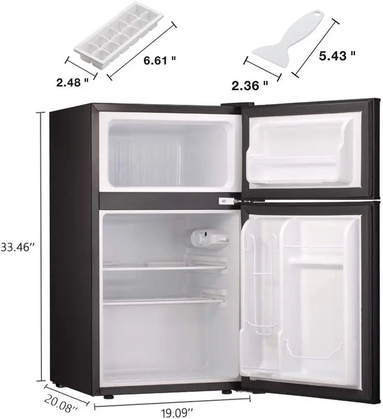 Mini Refrigerator 3.1Cu.Ft Compact Fridge 2-Double Doors with a Freezer Low Noise Defrost Storage of Beverages Vegetables and Fruits for Home Office Dormitory 115 Volt 60 Hz AC Only Red