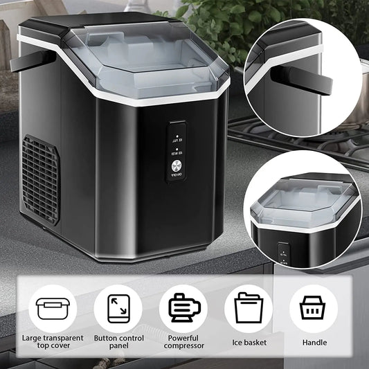 Aglucky Countertop Ice Maker with Soft Chewable Ice, 34Lbs/24H, Pebble Portable Ice Machine with Ice Scoop, Self-Cleaning, One-Click Operation, for Kitchen,Office agluckyshop