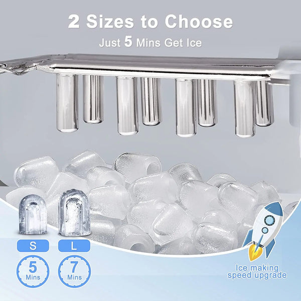 AGLUCKY Ice Makers Countertop,Portable Ice Maker Machine with Handle,Self-Cleaning Ice Maker, 26Lbs/24H, 9 Ice Cubes Ready in 8 Mins, for Home
