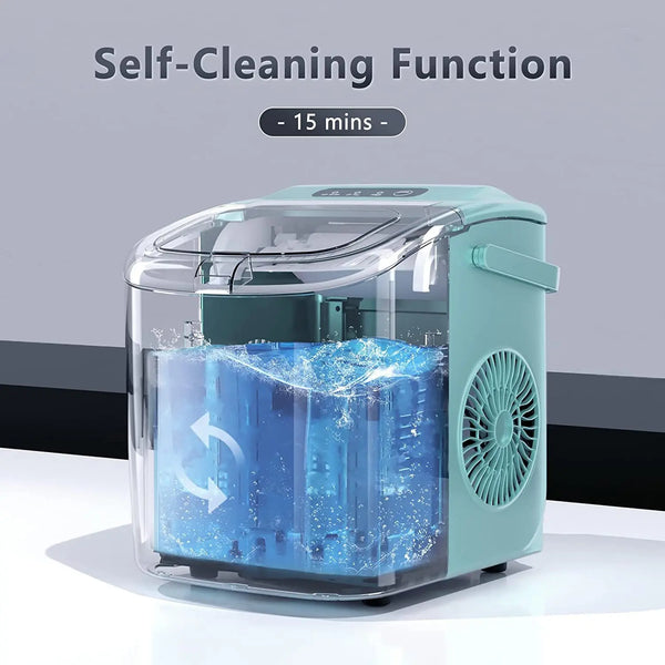 AGLUCKY Countertop Ice Maker Machine 6-Minute Fast Bullet Ice Simple Handle Automatic Cleaning Suitable for Household Small Student Dormitory and Bar Party
