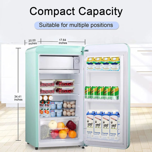 AGLUCKY 3.2 Cu.Ft Double Door Mini Fridge with Freezer, Compact Retro Refrigerator for Dorm, Office, Bar, RV, Bedroom