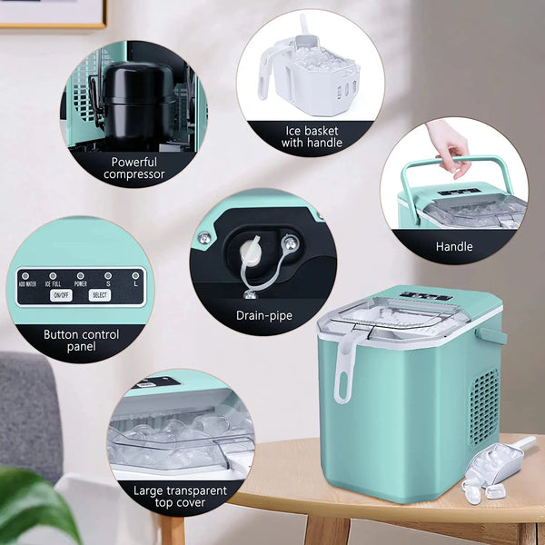 Portable Countertop Ice Maker, 26lbs/24H, 9Pcs/8Mins, Self-Cleaning by  Auseo