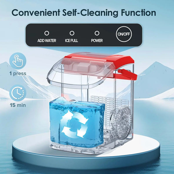 Auseo Nugget Ice Maker Countertop, 33lbs/24H, Self-Cleaning Function, Portable Ice Machine for Home/Office/Party
