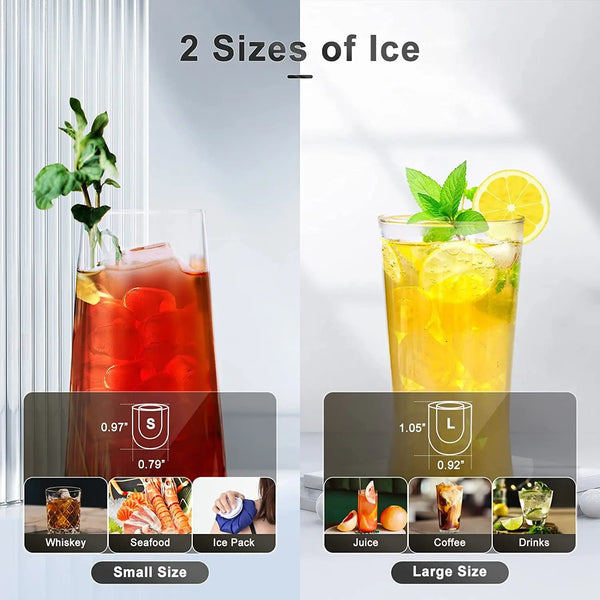 AGLUCKY Ice Makers Countertop, Ice Machine with Handle, 26Lbs in 24Hrs, 9 Cubes Ready in 6 Mins, Self-Cleaning Portable Ice Maker, 2 Sizes of Bullet Ice Cubes for Home and Office, Black