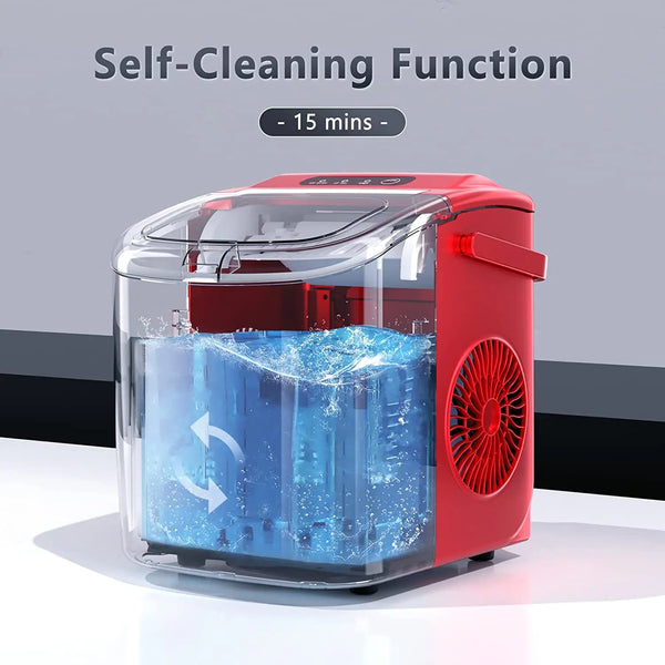 AGLUCKY Countertop Ice Maker Machine 6-Minute Fast Bullet Ice Simple Handle Automatic Cleaning Suitable for Household Small Student Dormitory and Bar Party