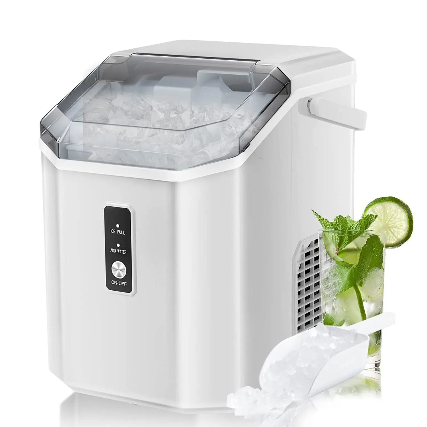 Aglucky Countertop Ice Maker with Soft Chewable Ice, 34Lbs/24H, Pebble Portable Ice Machine with Ice Scoop, Self-Cleaning, One-Click Operation, for Kitchen,Office agluckyshop