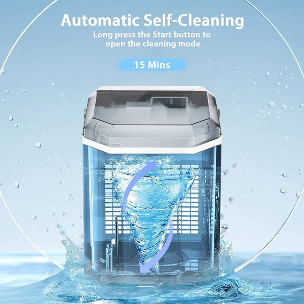 Auseo Countertop Ice Maker with Soft Chewable Ice, 34Lbs/24H, Pebble Portable Ice Machine with Ice Scoop, Self-Cleaning, One-Click Operation, for Kitchen,Office