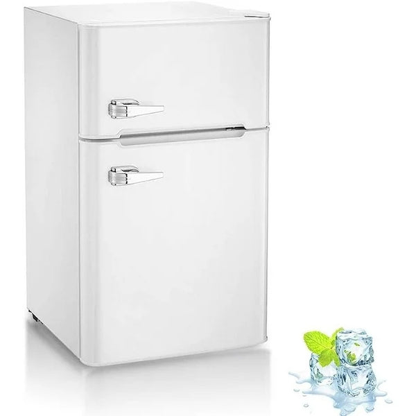 KISSAIR 3.2 Cu.Ft Mini Vintage Refrigerator, Vertical Compact Refrigerator, Adjustable Temperature, 2-door Mini Refrigerator for Home, Office, Dormitory, or RV, Apartment Food Storage Room or Beverage
