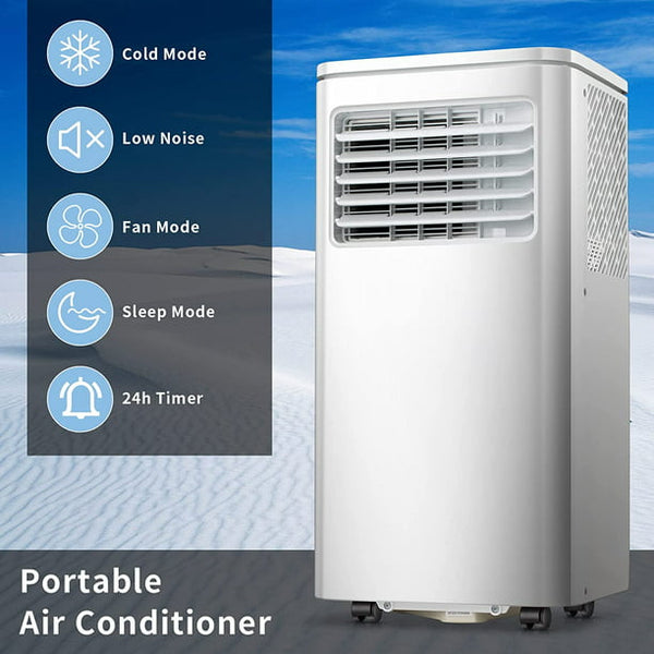 KISSAIR 5000 BTU（8000 BTU ASHRAE） Portable Air Conditioner, Remote Control, Fan Mode, Cools 250sq. ft, 24 Hour Timer, Quiet Operation,Window Fan, 2 Fan Speed for Bedroom Office Home Dorm
