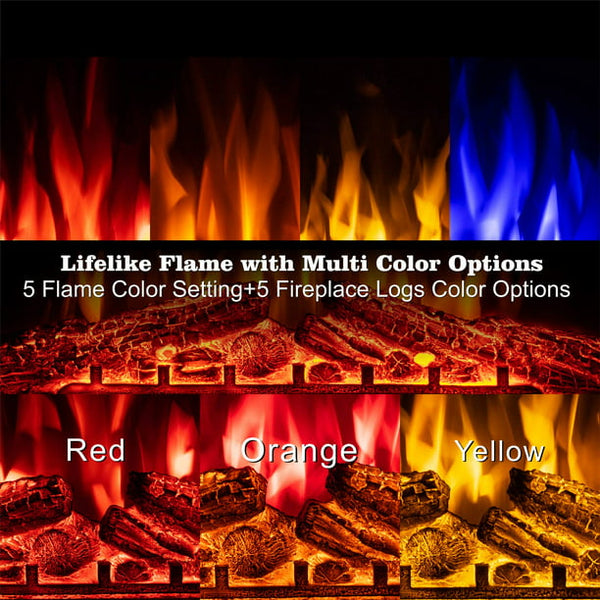 KISSAIR Electric Fireplace, Infrared Electric Fireplace Insert, 750W/1500W, Black, Remote (37'')