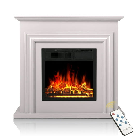 KISSAIR Electric Fireplace with Mantel Package Freestanding Fireplace Heater Corner Firebox with Log & Remote Control, 750-1500W,PEARLWHITE agluckyshop