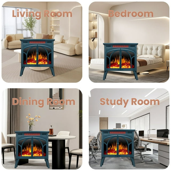 AGLUCKY Electric Fireplace Heater 25’’ with 3D Realistic Flame Effect, Freestanding Fireplace with Remote Control,Timer, Different Flame Color,2 Heating Modes 500W/1500W