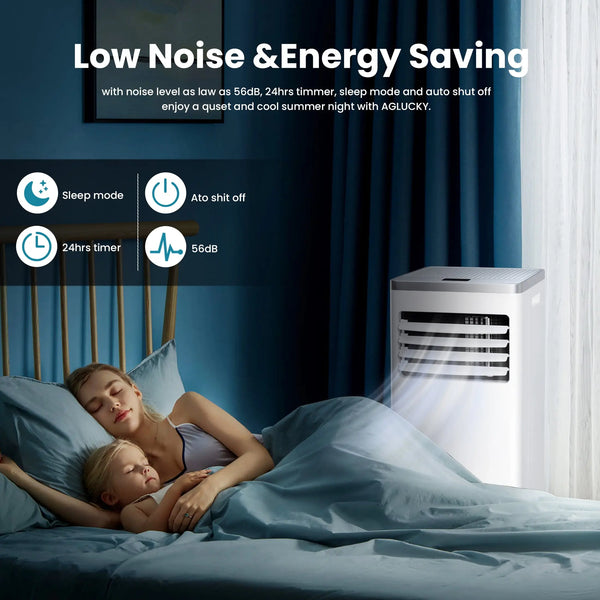AGLUCKY 5,000 BTU (8,000 BTU ASHARE) Portable Air Conditioner,Cools up to 350 Sq.ft, Portable AC Built-in Cool, Dehumidifier&Fan 3-in-1, Room Air Conditioner with Remote Control-