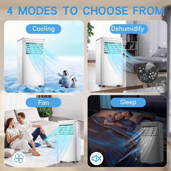 AGLUCKY 5,000BTU (8,000 BTU ASHARE) 115V Portable Air Conditioner for Room up to 350 sq. ft, Dehumidifier & Fan, Portable AC with ECO Mode, 2 Fan Speeds, 24H Timer, Remote Control
