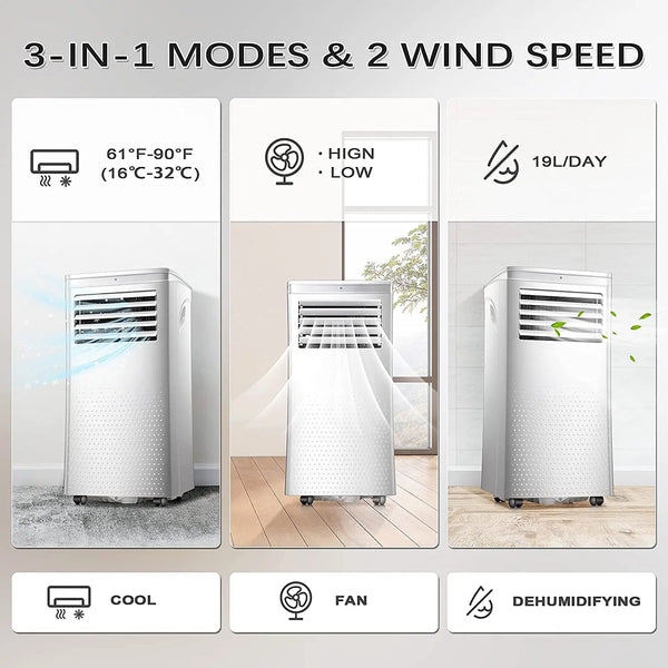 AGLUCKY 5,000BTU (8,000 BTU ASHARE) 115V Portable Air Conditioner for Room up to 350 sq. ft, Dehumidifier & Fan, Portable AC with ECO Mode, 2 Fan Speeds, 24H Timer, Remote Control