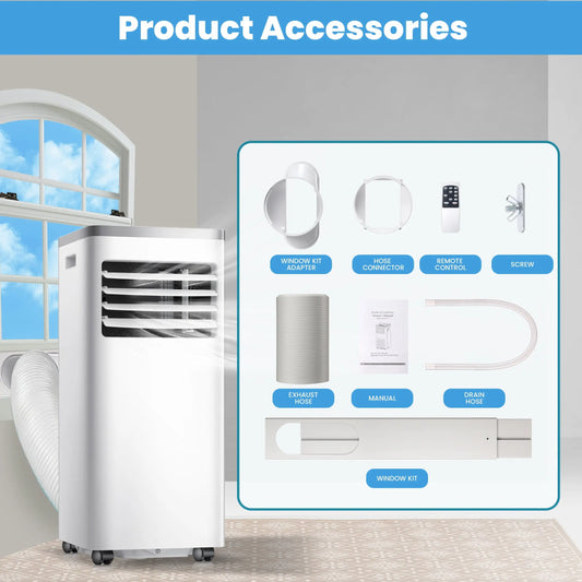 AGLUCKY 5,000 BTU (8,000 BTU ASHARE) Portable Air Conditioner,Cools up to 350 Sq.ft, Portable AC Built-in Cool, Dehumidifier&Fan 3-in-1, Room Air Conditioner with Remote Control- agluckyshop
