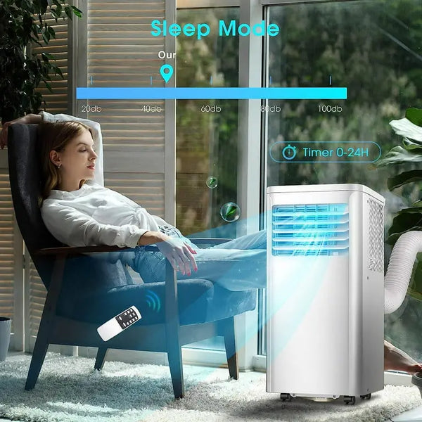 LHRIVER  5000 BTU (8000 BTU ASHRAE) Portable Air Conditioner, Cools 200sq. ft, 24H Timer, Quiet Operation,Window Fan, 2 Fan Speed for Bedroom Office Home
