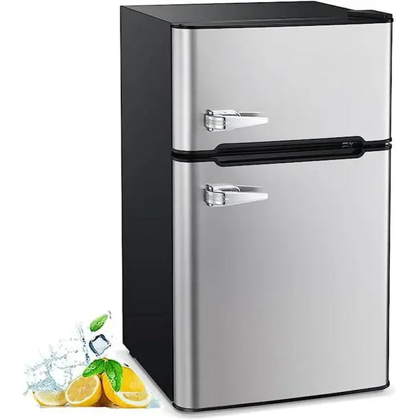 AGLUCKY 3.2 Cu.Ft Mini Vintage Refrigerator, Vertical Compact Refrigerator, Adjustable Temperature, 2-door Mini Refrigerator for Home, Office, Dormitory, or RV, Apartment Food Storage Room or Beverage