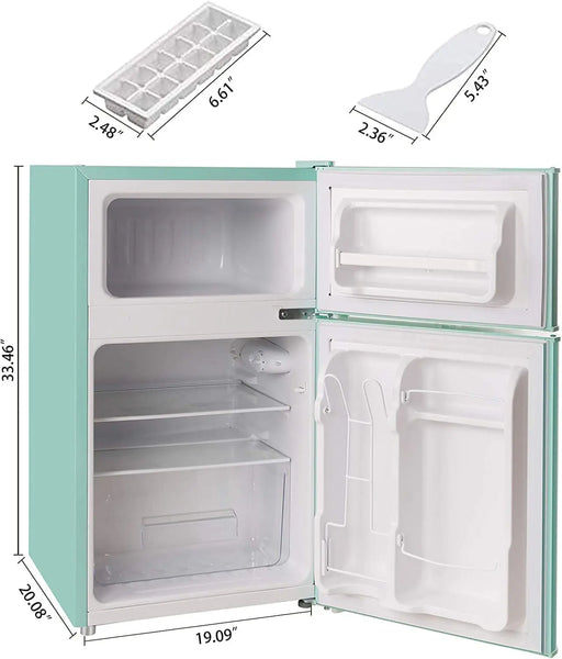 AGLUCKY 3.2 Cu.Ft Mini Vintage Refrigerator, Vertical Compact Refrigerator, Adjustable Temperature, 2-door Mini Refrigerator for Home, Office, Dormitory, or RV, Apartment Food Storage Room or Beverage