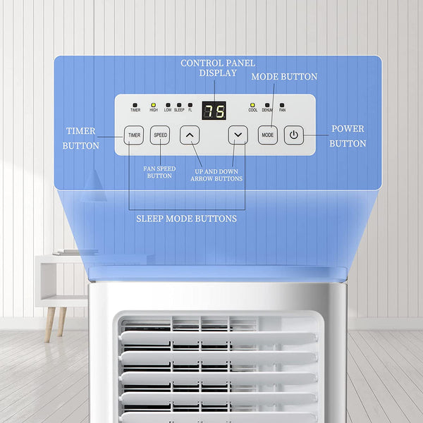 KISSAIR 5000 BTU（8000 BTU ASHRAE） Portable Air Conditioner, Remote Control, Fan Mode, Cools 250sq. ft, 24 Hour Timer, Quiet Operation,Window Fan, 2 Fan Speed for Bedroom Office Home Dorm