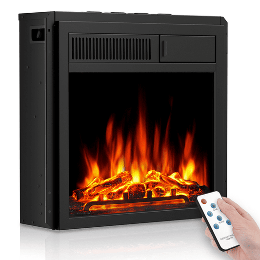 KISSAIR 20" Electric Fireplace,Insert-Freestanding Fireplace,Recessed Black Electric Fireplace Heater with Remote Control, 7 Flame Brightness Settings,750W/1500W,Infrared Quartz Electric Fireplace