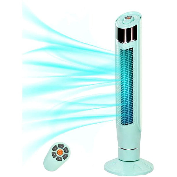 AGLUCKY Tower Fan, Standing Fan Oscillating, Room Fan, Portable Bladeless, Quiet Floor Fan with Remote, 6 Speeds, 3 Modes, 24H Timer for Bedroom, and Home Office Use, (40-inch, GREEN)