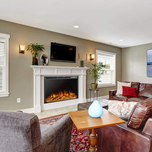 KISSAIR Electric Fireplace, Infrared Electric Fireplace Insert, 750W/1500W, Black, Remote (37'') agluckyshop