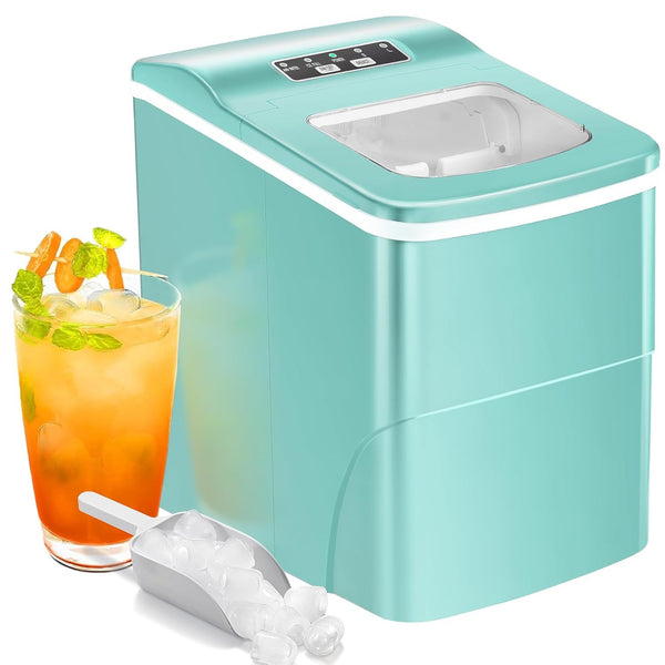 AGLUCKY Countertop Ice Maker Machine, Portable Ice Makers Countertop, Make 26 lbs ice in 24 hrs Red