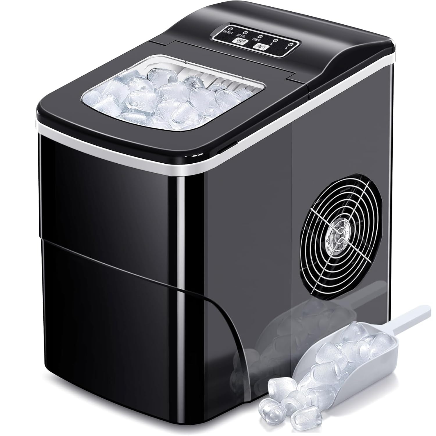AGLUCKY Countertop Ice Maker Machine, Portable Ice Makers Countertop, Make 26 lbs ice in 24 hrs Red