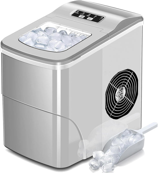 AGLUCKY Countertop Ice Maker Machine, Portable Ice Makers Countertop, Make 26 lbs ice in 24 hrs Red