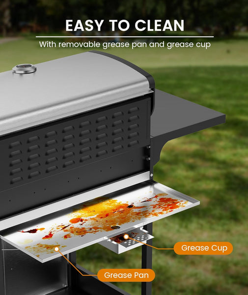4-Burner Propane Gas Grill with Porcelain-Enameled Cast Iron Grates and Side Burner