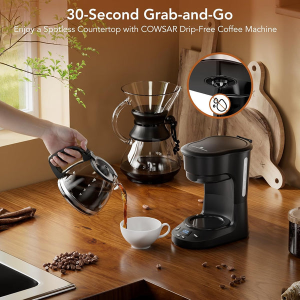 5-Cup Drip Coffee Maker - Programmable, Auto Brew, Auto Pause, Keep Warm Function, Ideal for Home and Office Use, Black