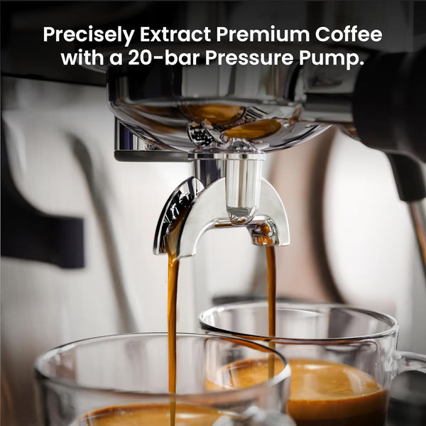 Espresso Machines with Grinder, 20 Bar with Steam Milk Frother Steam Wand, Espresso Coffee Machine & Cappuccino machine with Hot Water Function(BLACK)