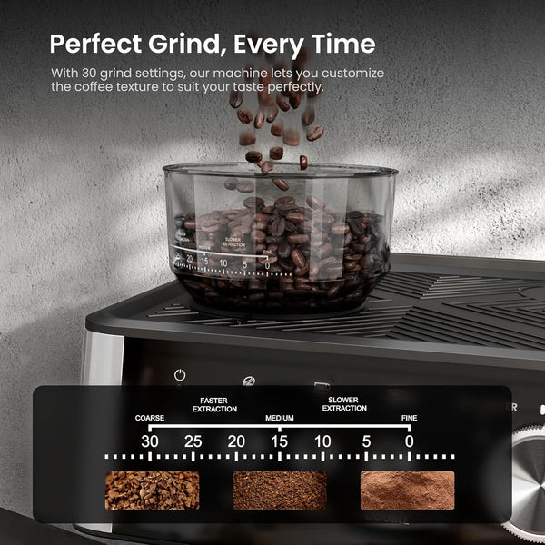 Espresso Machines with Grinder, 20 Bar with Steam Milk Frother Steam Wand, Espresso Coffee Machine & Cappuccino machine with Hot Water Function(BLACK)