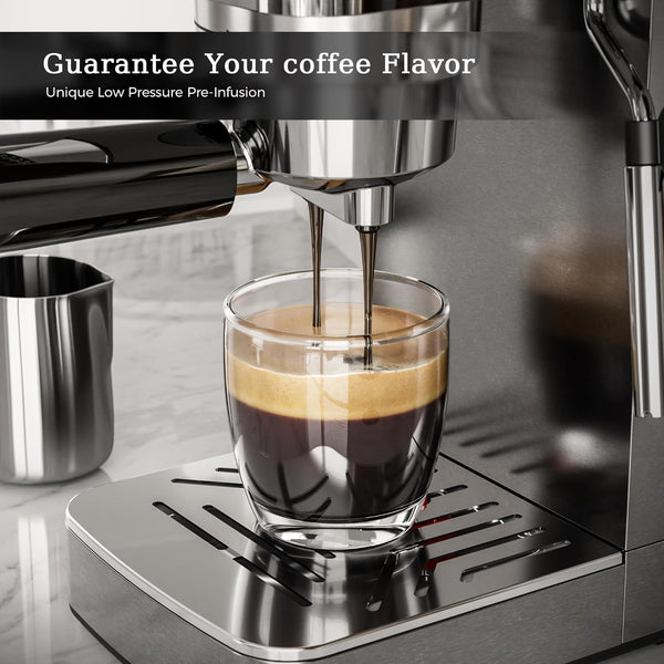 Espresso Machines with Grinder, 20 Bar with Steam Milk Frother Steam Wand, Espresso Coffee Machine & Cappuccino machine with Hot Water Function(BLACK)