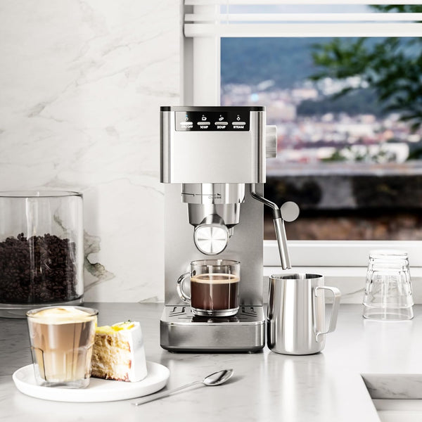 Espresso Machines with Grinder, 20 Bar with Steam Milk Frother Steam Wand, Espresso Coffee Machine & Cappuccino machine with Hot Water Function(BLACK)
