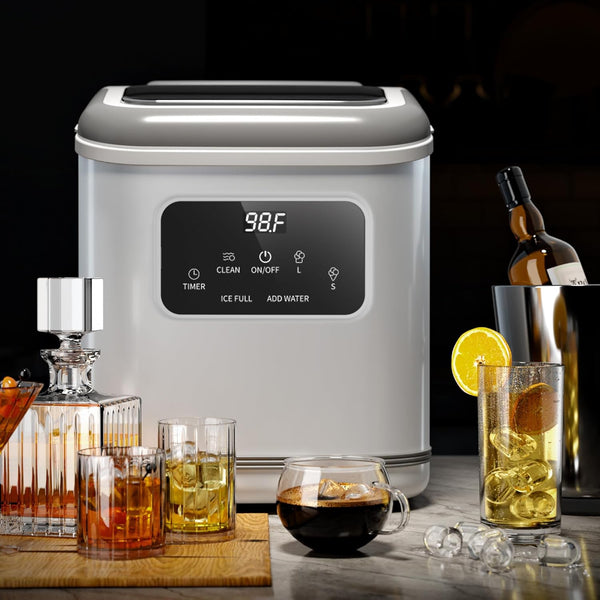 Portable Countertop Ice Makers with LED Screen Control Panel & 24H Timer, 28lbs/24Hrs, Self-Cleaning Ice Maker with Handle Z5812KH