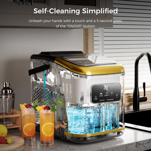 Portable Countertop Ice Makers with LED Screen Control Panel & 24H Timer, 28lbs/24Hrs, Self-Cleaning Ice Maker with Handle Z5812KH