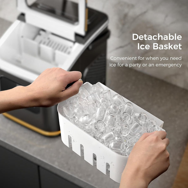 Portable Countertop Ice Makers with LED Screen Control Panel & 24H Timer, 28lbs/24Hrs, Self-Cleaning Ice Maker with Handle Z5812KH