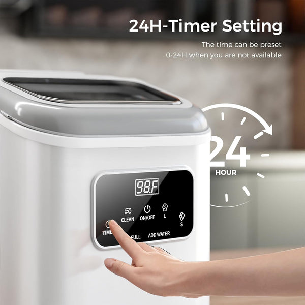 Portable Countertop Ice Makers with LED Screen Control Panel & 24H Timer, 28lbs/24Hrs, Self-Cleaning Ice Maker with Handle Z5812KH